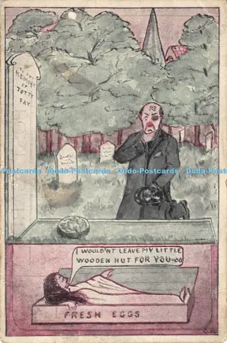 R041852 Alte Postkarte Ich würde meine kleine Holzhütte nicht für dich verlassen Comic