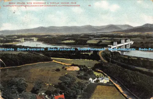 R042147 Menai Straits mit Aufhängung und Rohrbrücken von Llanfairpwllgwyng