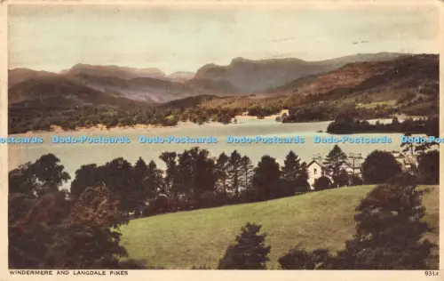 R042254 Windermere and Langdale Pikes Photochrom No 9314 1950