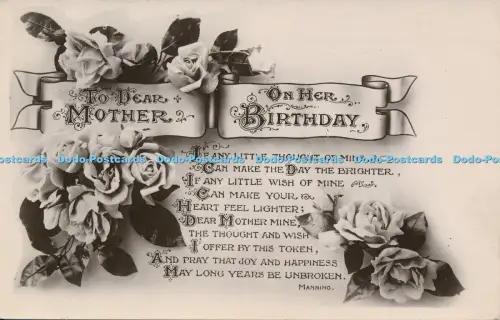 R042265 Grüße an liebe Mutter zum Geburtstag A Gedicht Rosen W und K London Nr