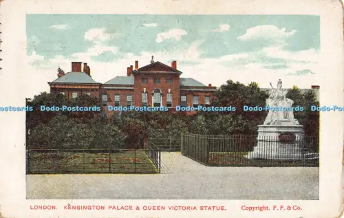 R043945 London Kensington Palace and Queen Victoria Statue F F and Co 1905