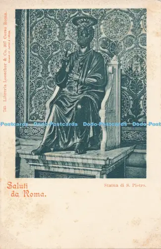 R045656 Saluti da Roma Statua di S Pietro Loescher