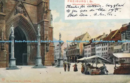 R045697 Freiburg i Br Münsterplatz mit Kaufhaus 1905