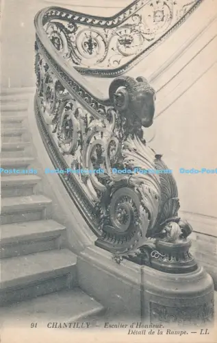 R045783 Chantilly Escalier d Honneur Detail de la Rampe Levy et Neurdein Reunis