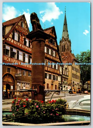 L354981 Erhilungsort Calw Brunnen am Marktplatz mit Stadtkirche Arthur L Traut