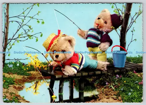 L357619 Teddybären fischen Krüger Postkarte