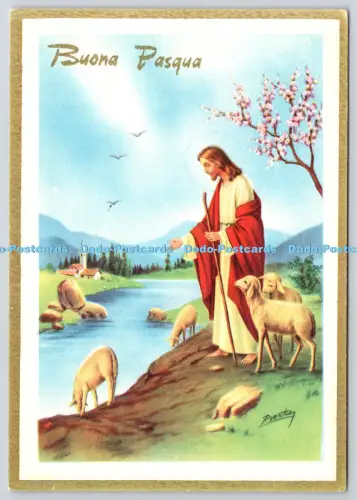 L360991 Buona Pasqua Jesus und Lämmer Rinup