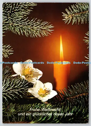L361559 Frohe Weihnacht und ein Gluckliches Neues Jahr Kerze und Blumen Groh M