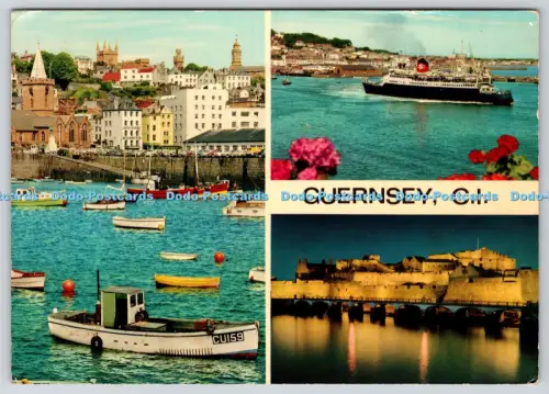 L363406 Guernsey C I Boats Castle by Night John Hinde Ltd Multi View