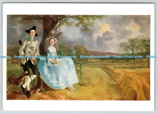 L363424 Nationalgalerie Frau im langen Kleid und Mann mit Waffe und Hund stehend