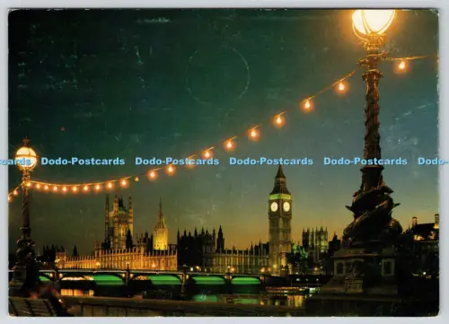 L364746 London Westminster bei Nacht Houses of Parliament Big Ben und Westminster
