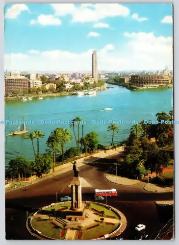 L364857 Kairo Saad Zaghloul Statue und ein Nil Gesamtansicht F H Gabra