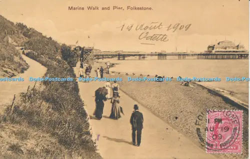 R048041 Marine Walk and Pier Folkestone 1909