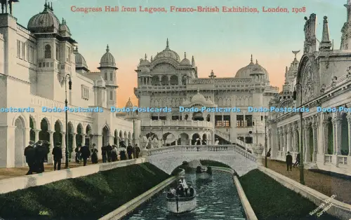 R048118 Congress Hall from Lagoon Franco British Exhibition London 1908 Valentin