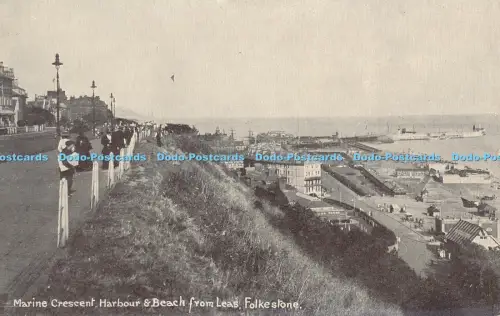 R048125 Marine Halbmond Hafen und Strand von Leas Folkestone E Lambrini