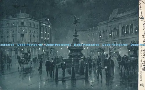 R048151 London Piccadilly Circus By Night Tuck Moonlight 1907