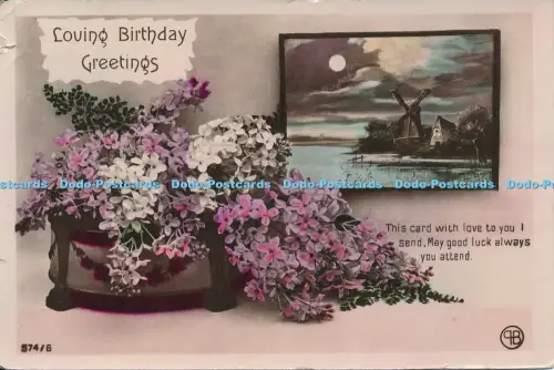 R048301 Liebevolle Geburtstagsgrüße Blumen Windmühlen RP 1912