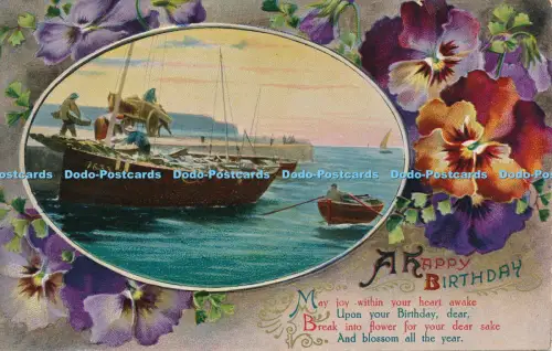 R048331 Grüße A Happy Birthday Fischerboote Wildt und Kray 1913