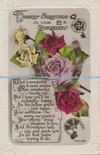 R048429 Herzliche Grüße zum 21. Geburtstag Rosen Wildt und Kray RP