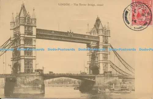 R048728 London The Tower Bridge geschlossen 1914