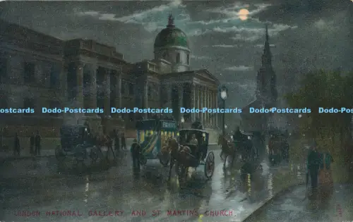 R048888 London National Gallery and St Martins Church By Night Tuck Art