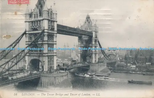 R048950 London The Tower Bridge and Tower of London LL No 54 1908