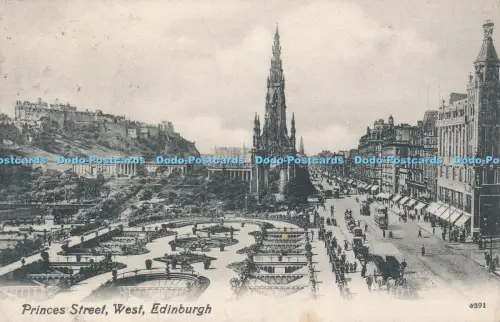 R048963 Princes Street West Edinburgh Valentine 1908