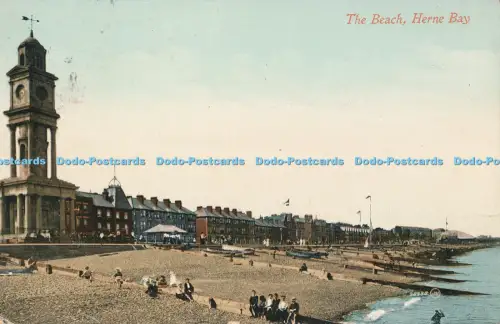 R048985 The Beach Herne Bay Valentine 1910