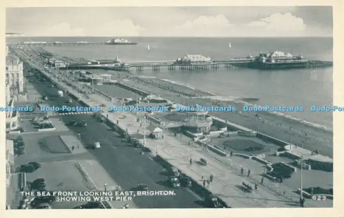 R049234 The Sea Front Looking East Brighton Showing West Pier A W W No 623
