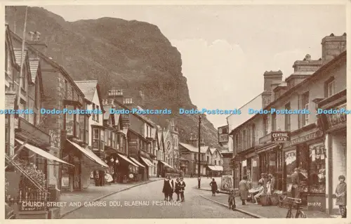 R049460 Church Street und Garreg Dou Blaenau Festiniog Valentinstag Fototypie