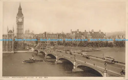 R050096 London Westminster Bridge und Big Ben Photochrom No 20