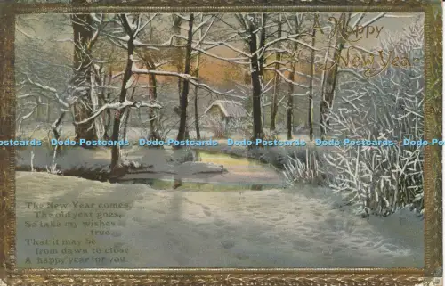 R050101 Gruß Postkarte Ein frohes neues Jahr im Wald im Winter Wildt und Kray