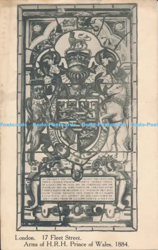 R050451 London 17 Fleet Street Arms of H R H Prince of Wales Tuck 1910