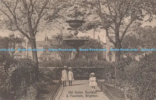 R050777 Old Steine Gardens and Fountain Brighton A P Rose 1913