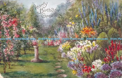 R050798 Gruß Postkarte Herzhafte Geburtstagsgrüße im Garten Lachs Nr 4147