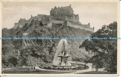 R050992 Edinburgh Castle and Ross Fountain Valentine 3394 1947