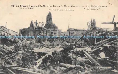 R051059 La Grande Guerre Les Ruines de Neuve Chapelle Apres la Defaite Allemande