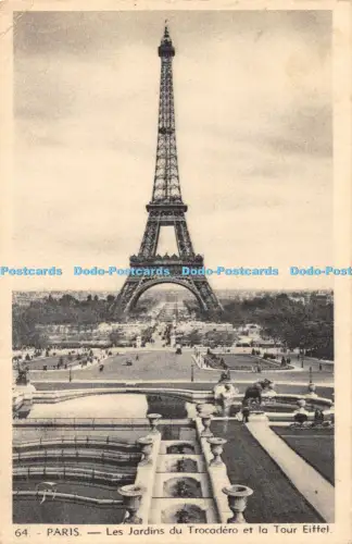 R051101 Paris Les Jardins du Trocadero et la Tour Eiffel A Leconte 1939