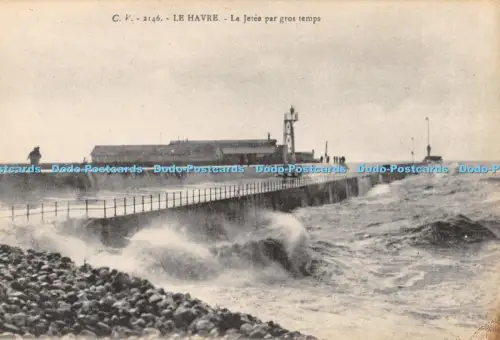 R053574 Le Havre La Jetee par Gros Temps C V No 2146 B Hopkins