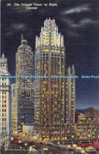 R054425 The Tribune Tower by Night Chicago