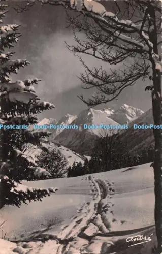 R055403 Alte AK Winterszene Berge und Bäume Schnee Andre