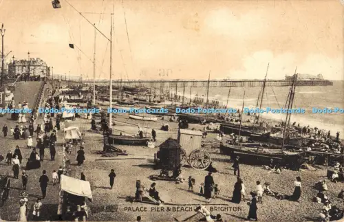 R056166 Palace Pier and Beach Brighton 1912