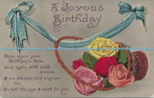 R056911 Gruß Postkarte Ein fröhlicher Geburtstag Rosen Philco 1918