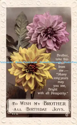 R056930 Grüße an meinen Bruder alle Geburtstag Freuden Blumen rotierend RP