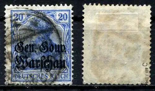 Bes. 1. Wk. Polen 1916 Nr 13c Eckstempel/Wellenstempel