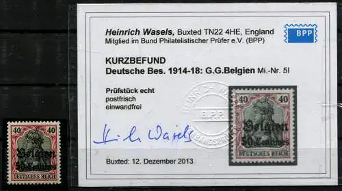 Bes. 1. Wk. Belgien 1914 Nr 5I Postfrisch / **