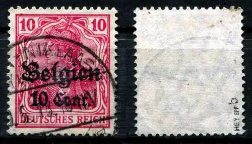 Bes. 1. Wk. Belgien 1916 Nr 14b Eckstempel/Wellenstempel