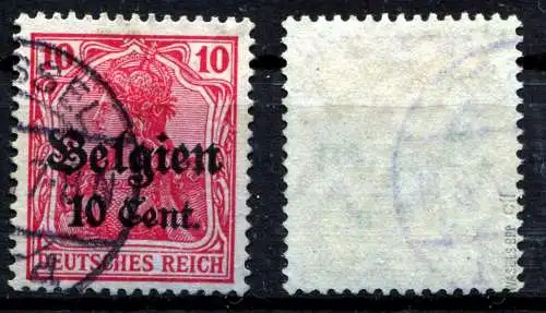 Bes. 1. Wk. Belgien 1916 Nr 14cII Eckstempel/Wellenstempel