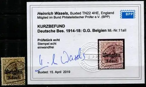 Bes. 1. Wk. Belgien 1916 Nr 11aII Zentraler Rund / Vollstempel