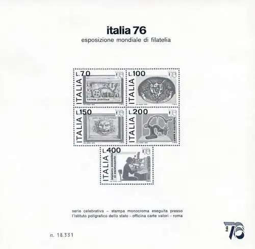 Italia '76 ungummierter Karton.